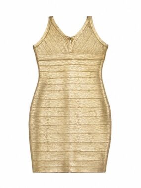 Gold Bodycon Bandage Dress -  Tween